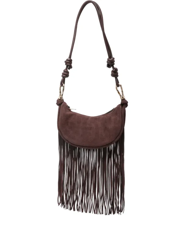 Simkhai Avery Fringe Cross Body Bag in Brown