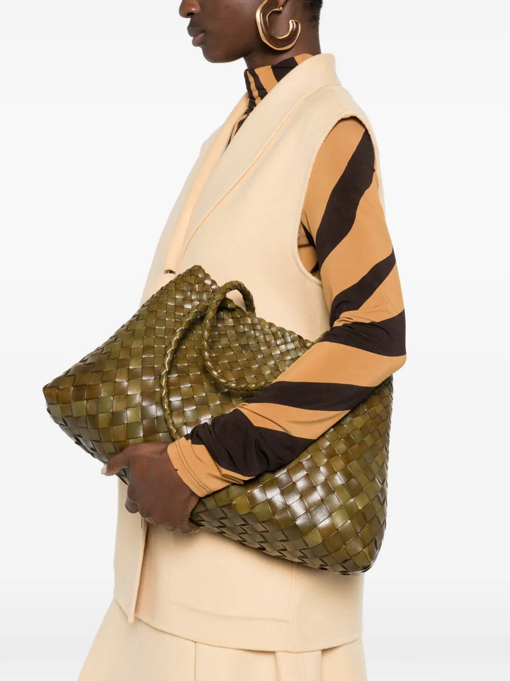 DRAGON DIFFUSION big Santa Croce woven tote bag - Groen