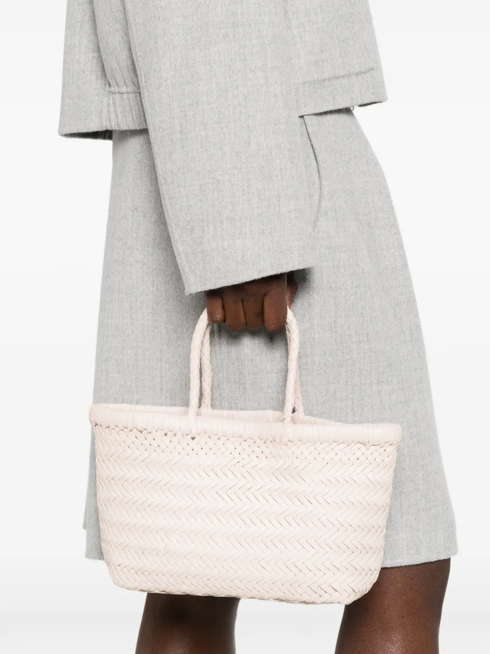 DRAGON DIFFUSION mini Flat Gora woven tote bag - Beige