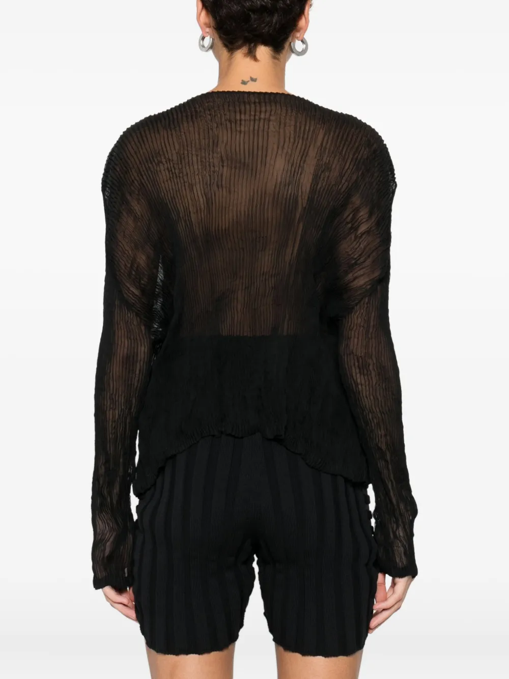 Issey Miyake Chiffon Cardigan In Black