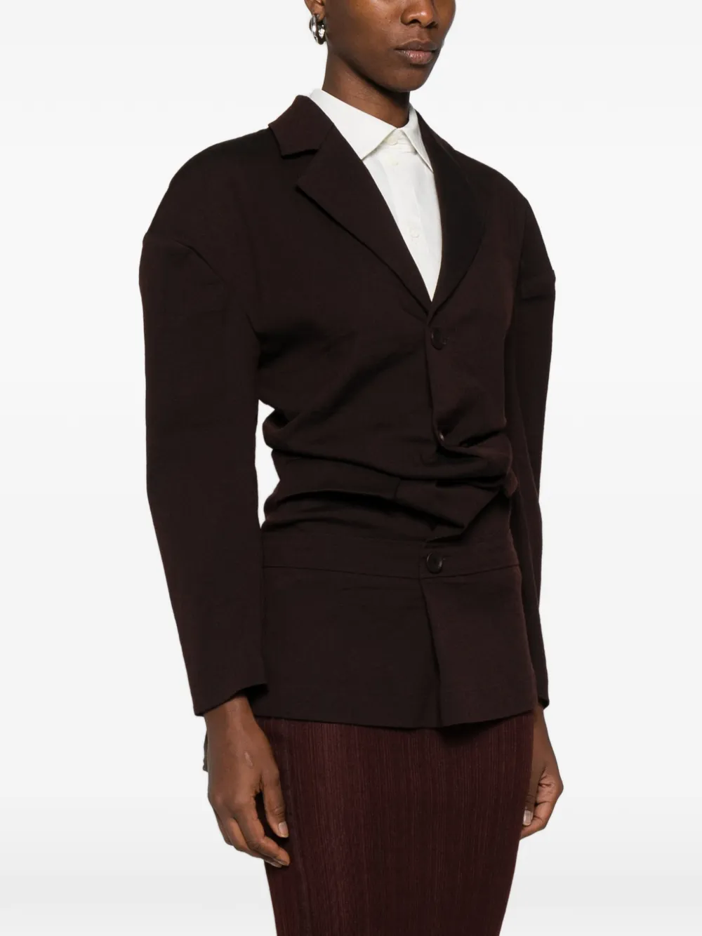  Issey Miyake Like Torso Wool Blazer - Brown 