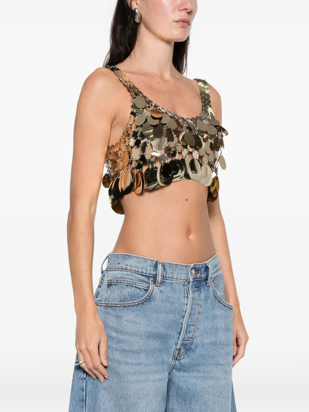 disc-embellished cropped top