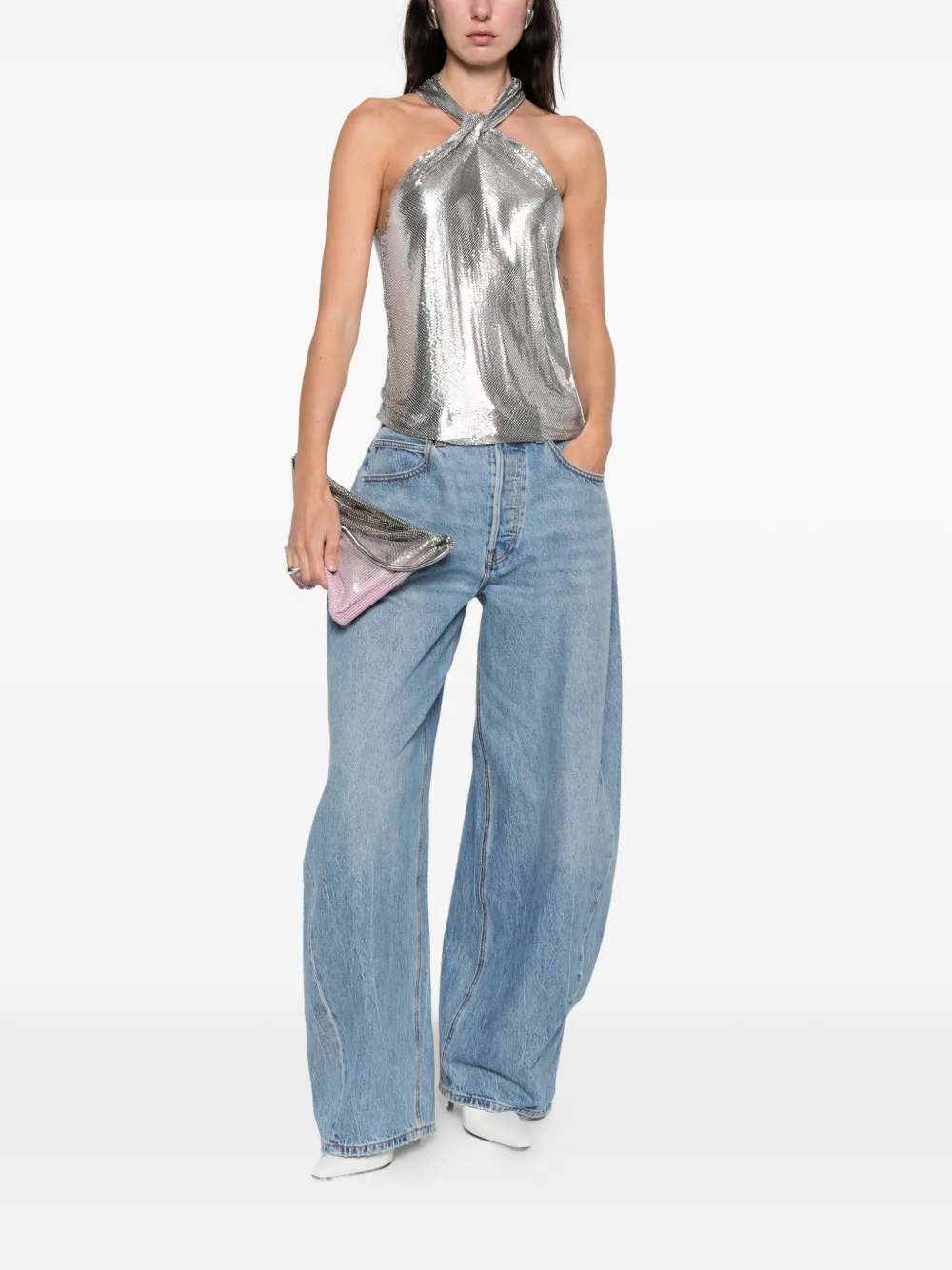 Rabanne halterneck chainmail blouse - Zilver