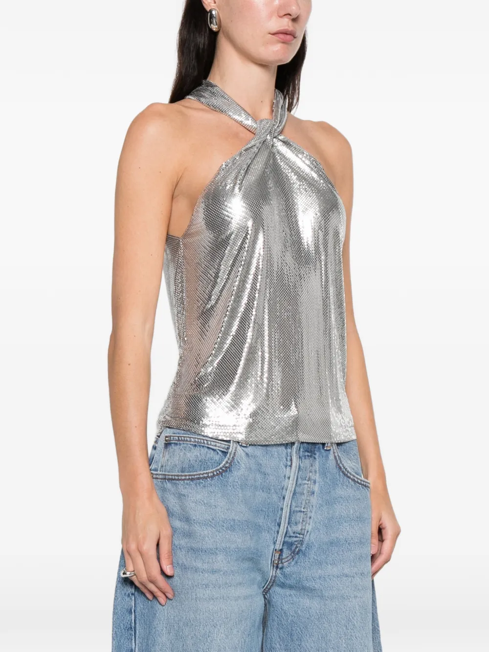  Rabanne Halterneck Chainmail Blouse - Silver 