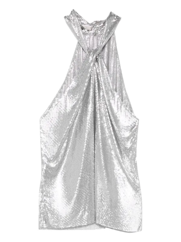 Rabanne Halterneck Chainmail Blouse in Silver