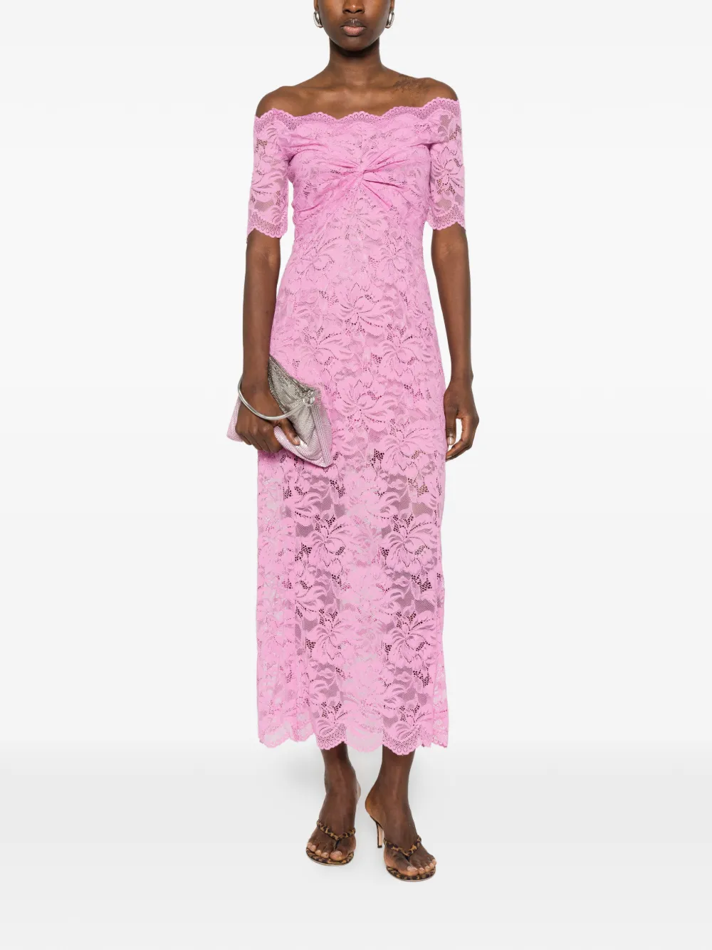 Rabanne Off-shoulder mini-jurk Roze
