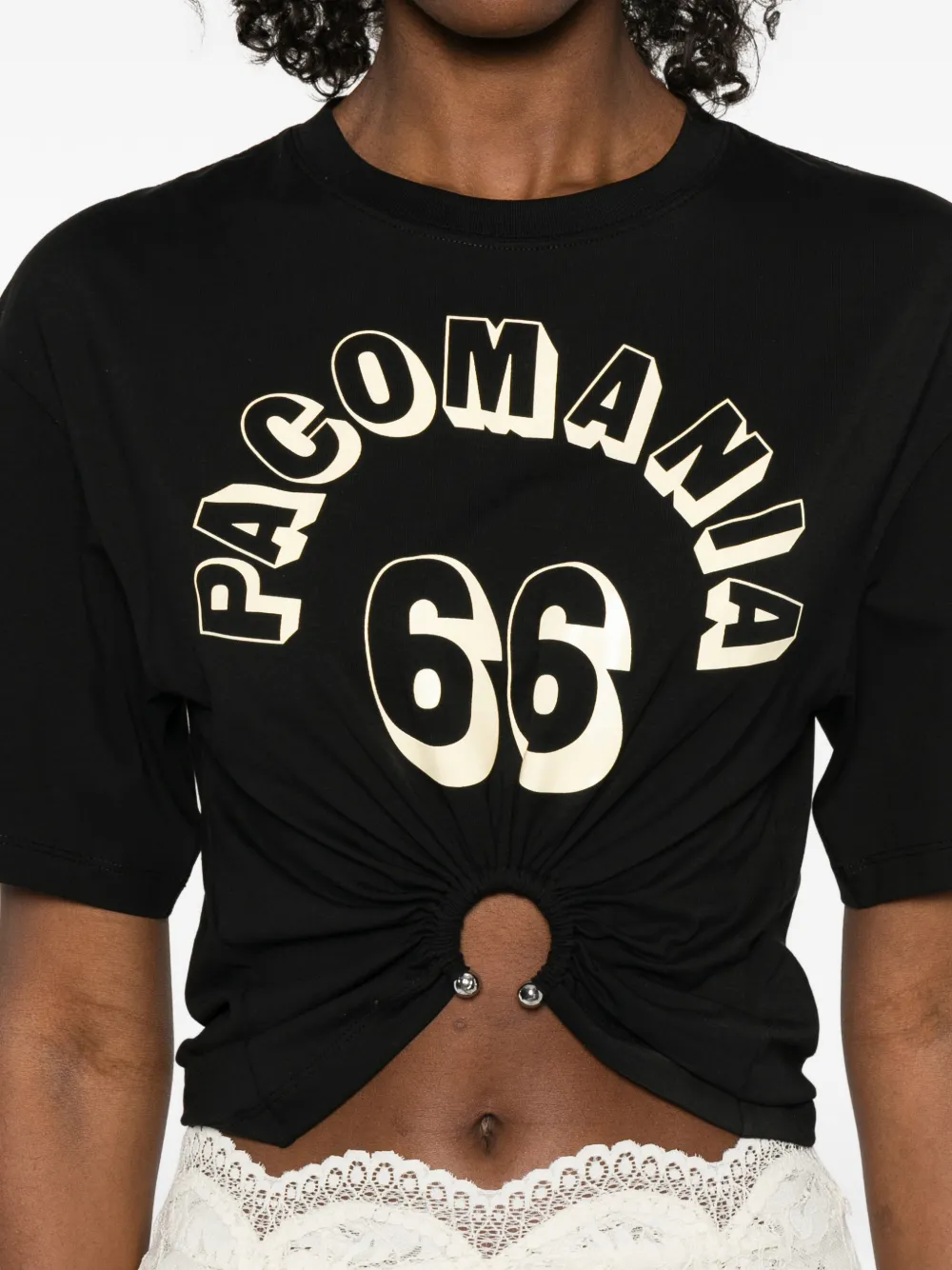 Rabanne T-shirt met ring detail Zwart