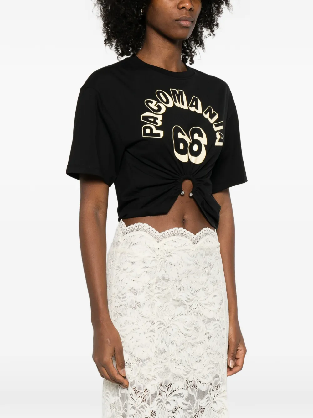 Rabanne T-shirt met ring detail Zwart