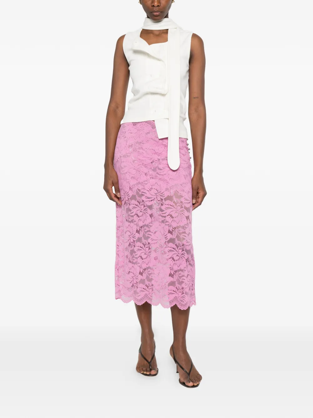 Rabanne Rok van kant Roze