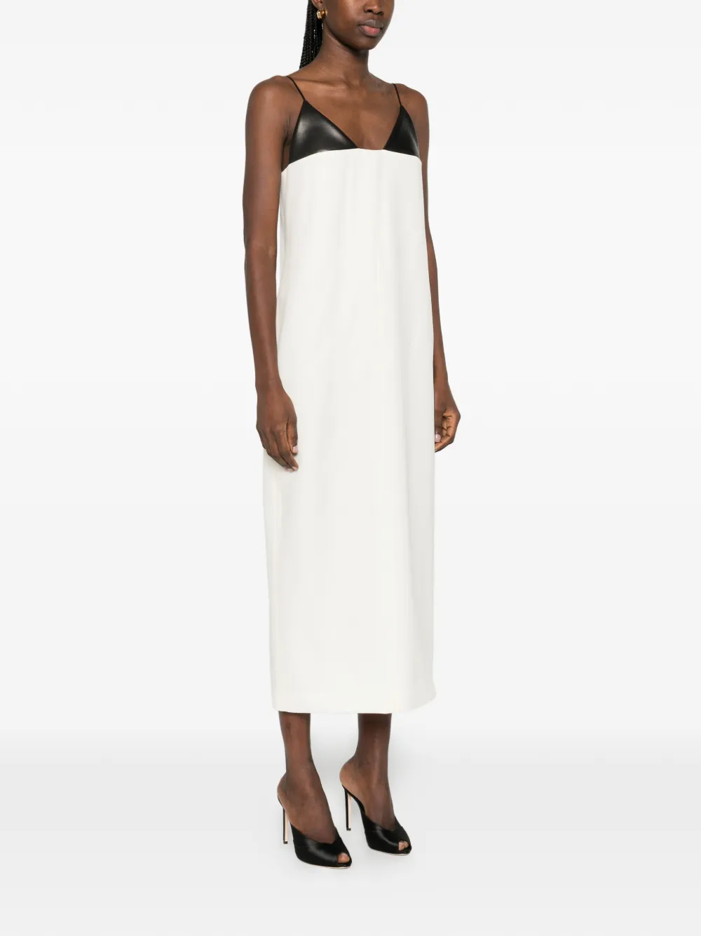  Brandon Maxwell Contrasting-panel Midi Dress - Neutrals 