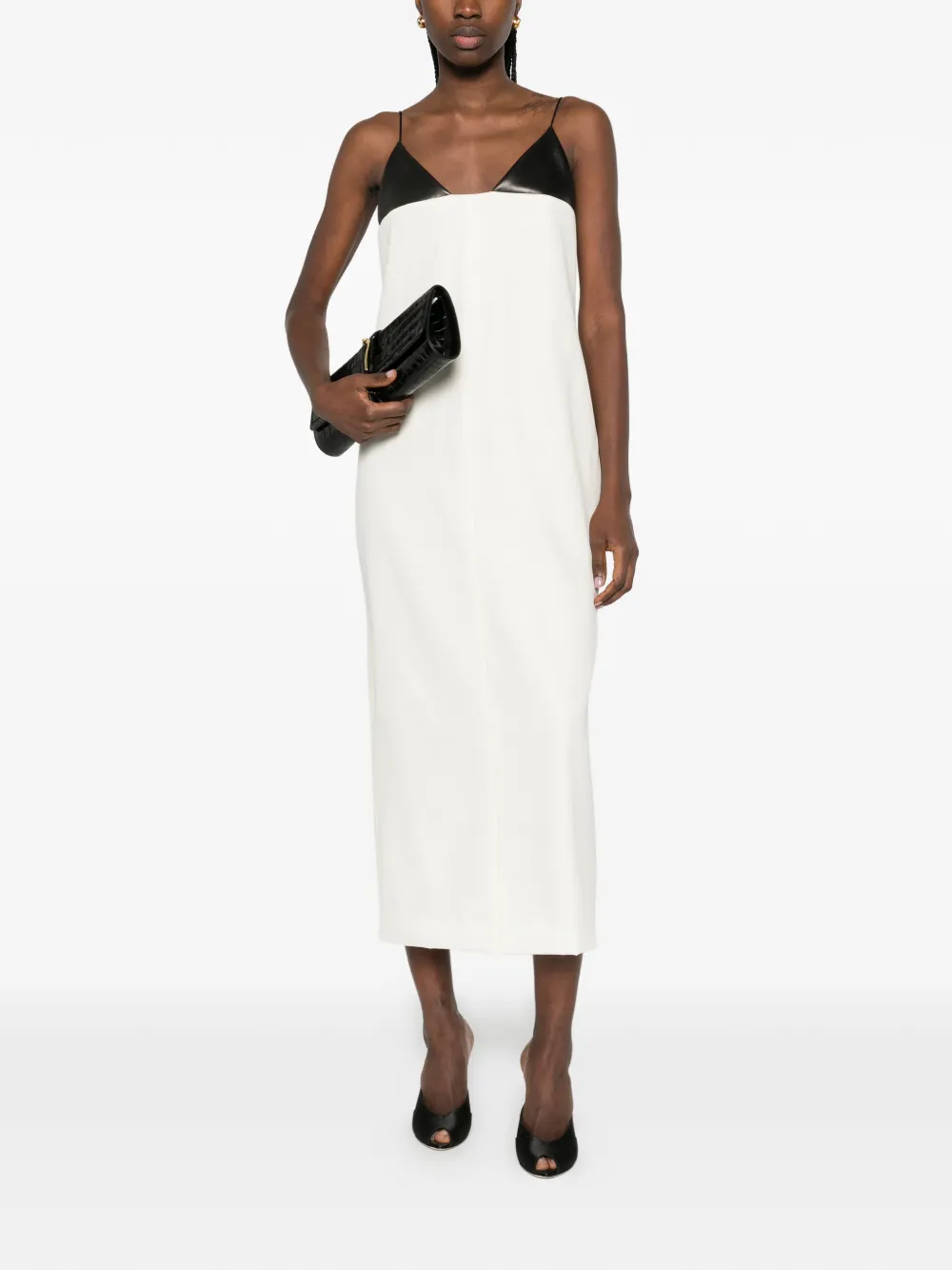  Brandon Maxwell Contrasting-panel Midi Dress - Neutrals 