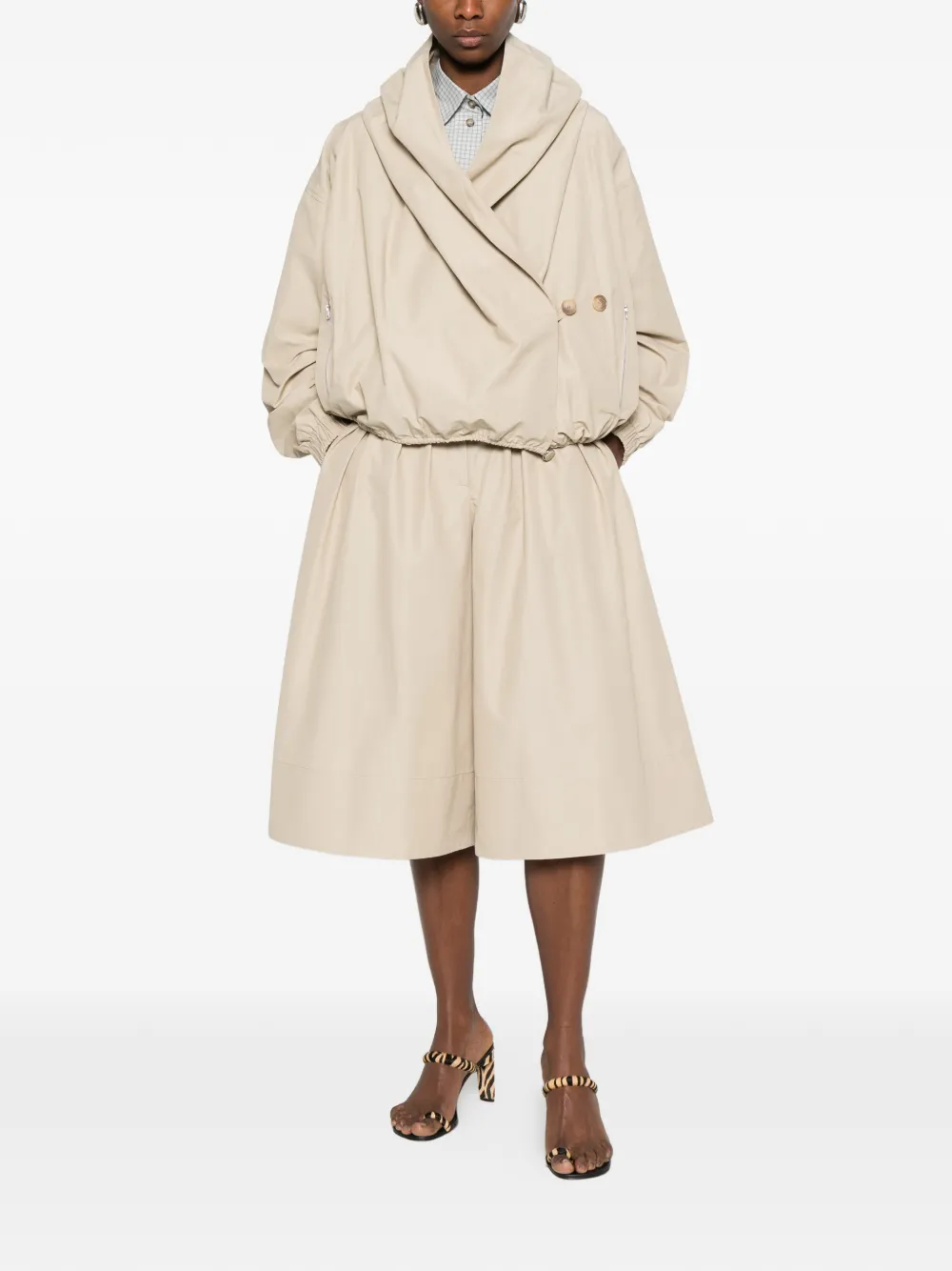  Brandon Maxwell Draped Hood Leisure Jacket - Neutrals 