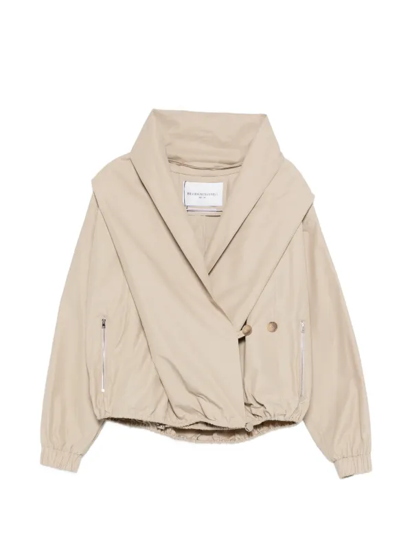 Brandon Maxwell Draped Hood Leisure Jacket in Neutrals