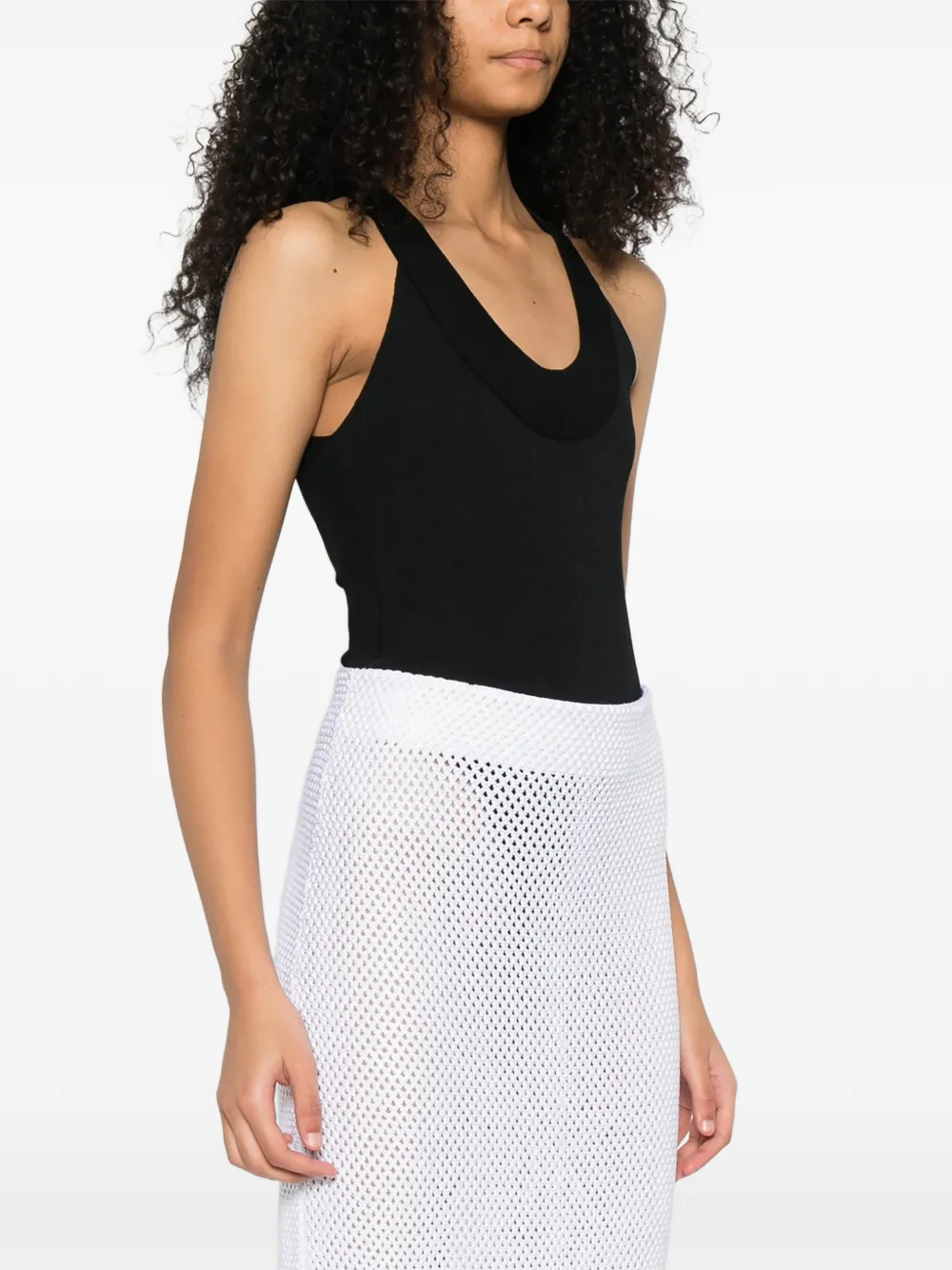  Brandon Maxwell Knit Ribbed Bodysuit - Black 