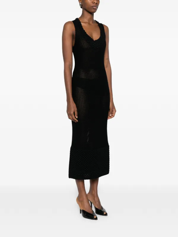 Brandon Maxwell Lou Lou Knit Pearl Trim Dress - Black Brandon Maxwell Lou Lou Knit Pearl Trim Dress - Black