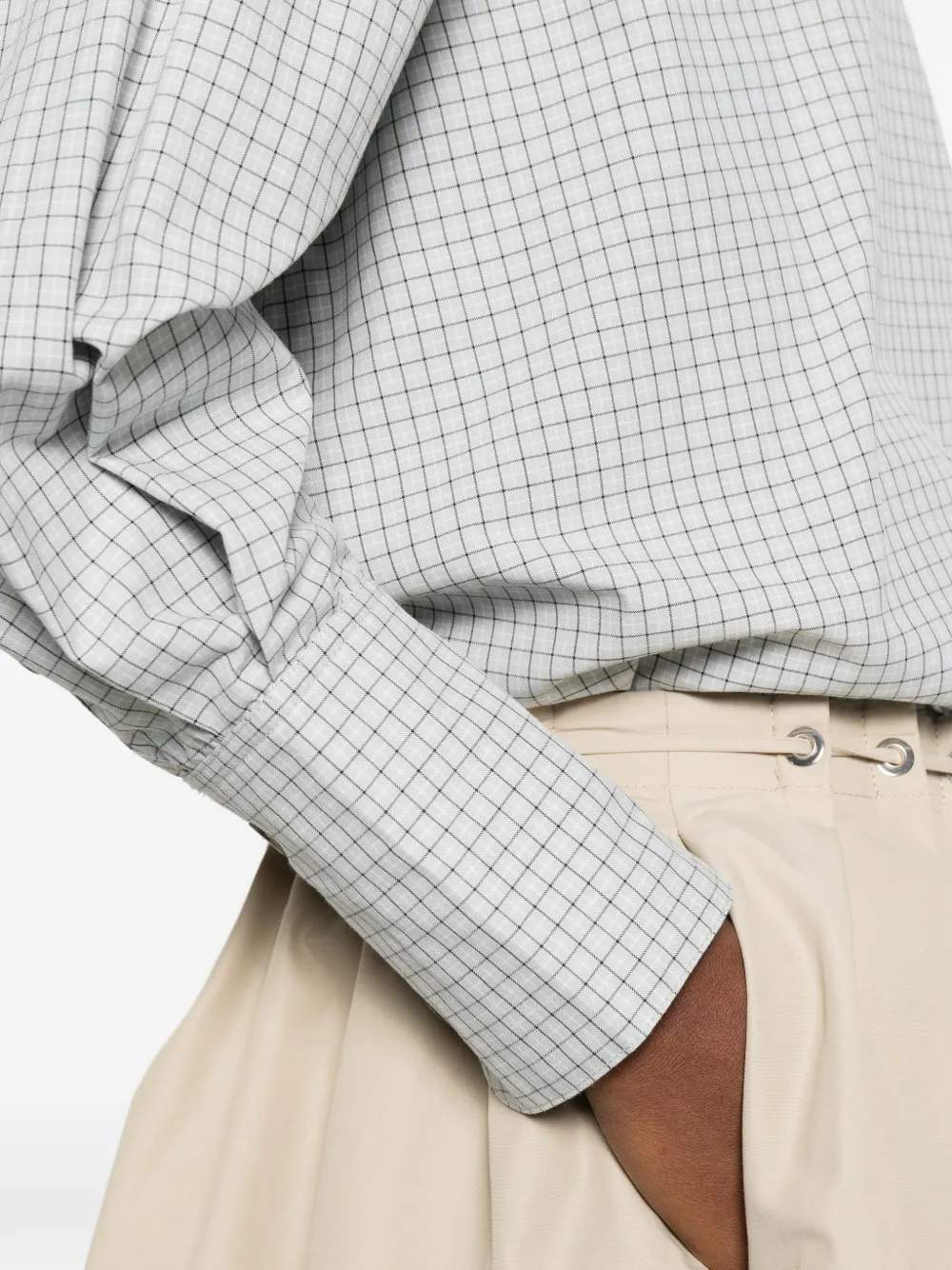 Brandon Maxwell Checkered Boyfriend Shirt in Grey, view 5