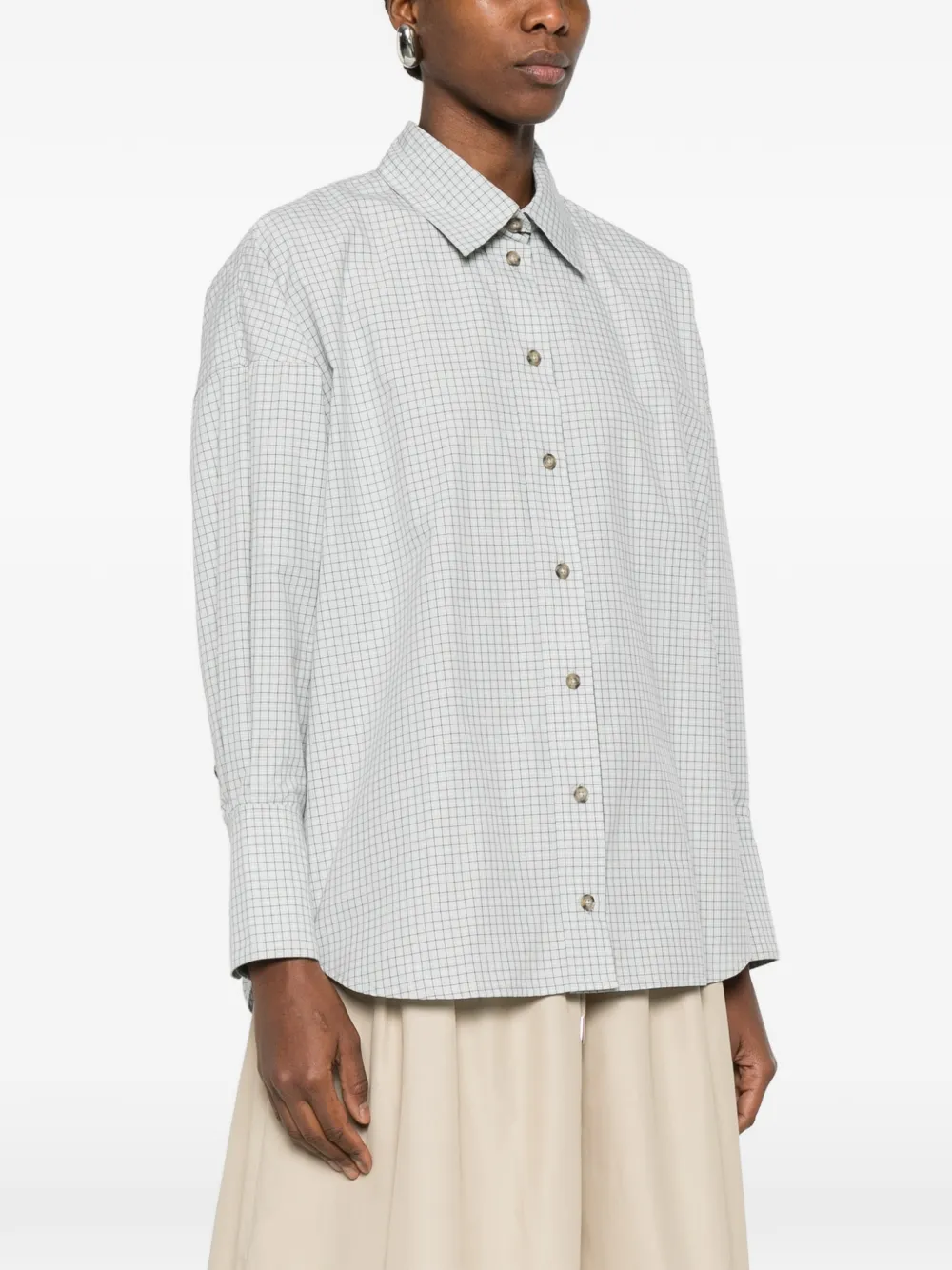  Brandon Maxwell Checkered Boyfriend Shirt - Grey 