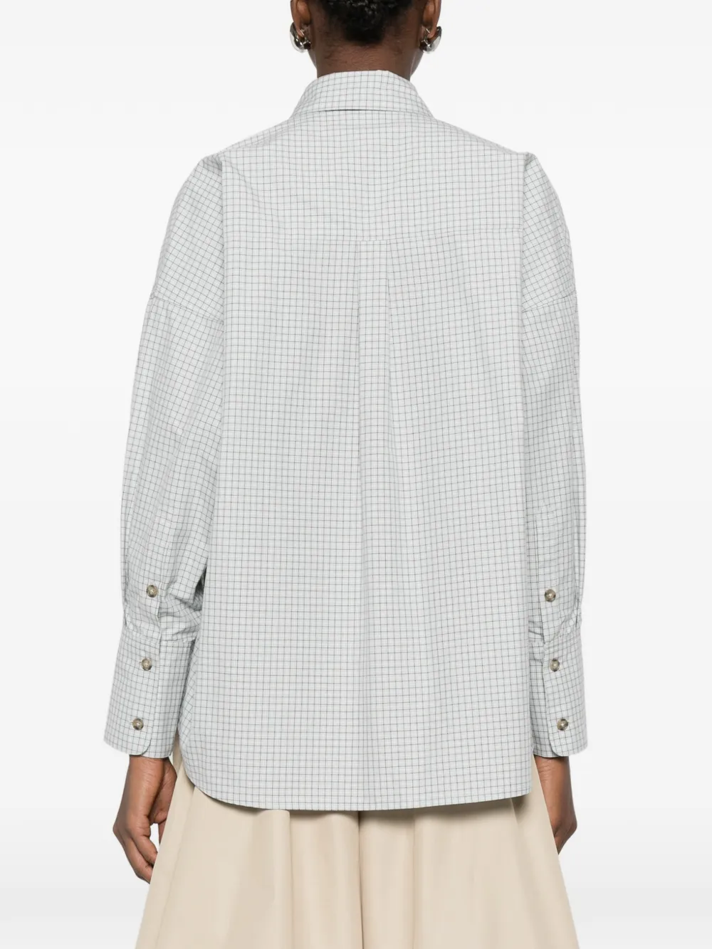 Brandon Maxwell Checkered Boyfriend Shirt in Grey, view 4