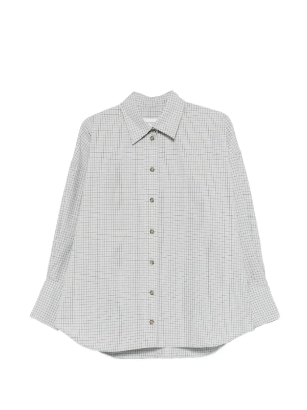 Brandon Maxwell Checkered Boyfriend Shirt in Grey