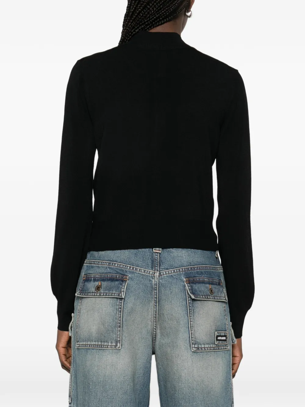 Brandon Maxwell Aubrey Button-up Cardigan in Black, view 4