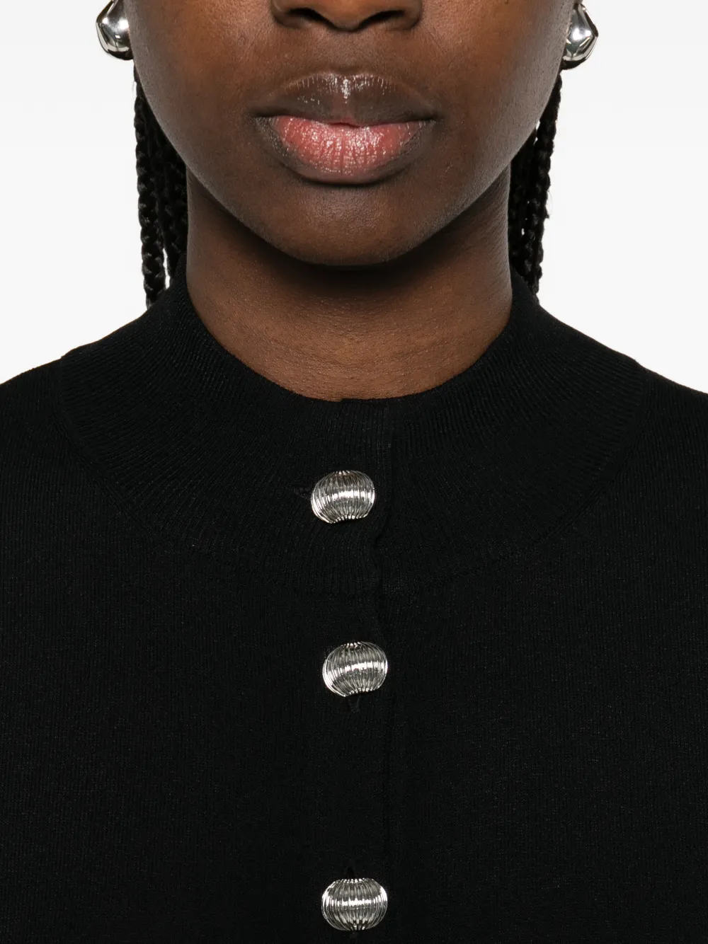 Brandon Maxwell Aubrey Button-up Cardigan in Black, view 5