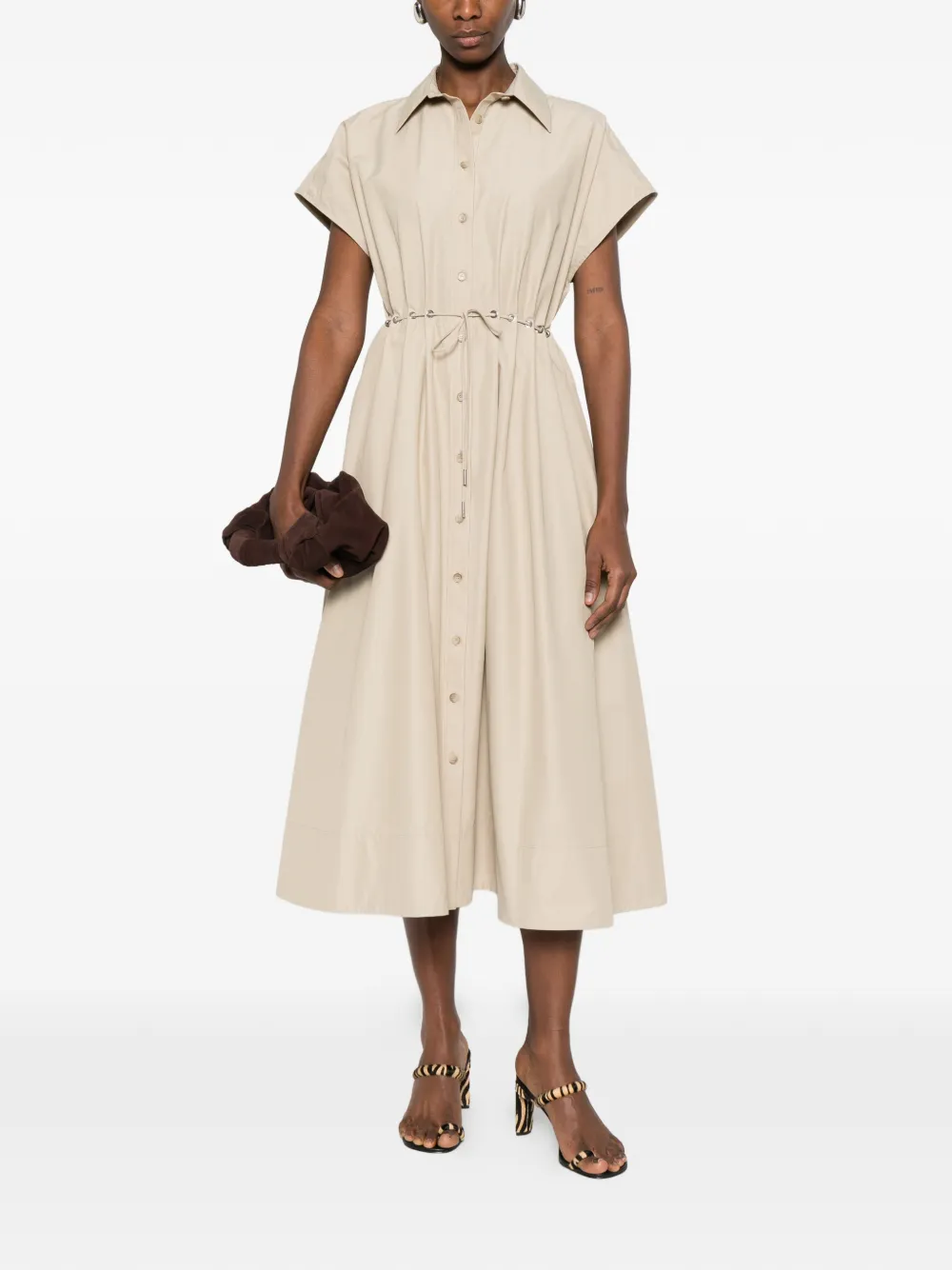 Brandon Maxwell Blake eyelet waist shirt dress - Beige