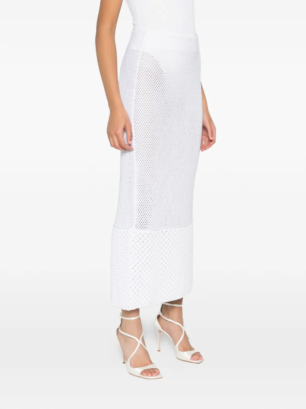  Brandon Maxwell Falda Con Ribete De Perlas - Blanco 