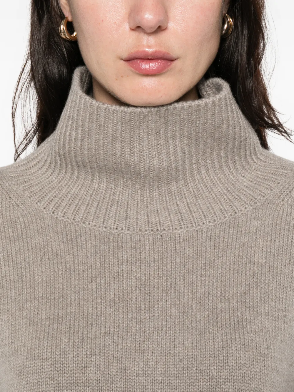 Soft Goat Turtleneck Cashmere Sweater In Brown