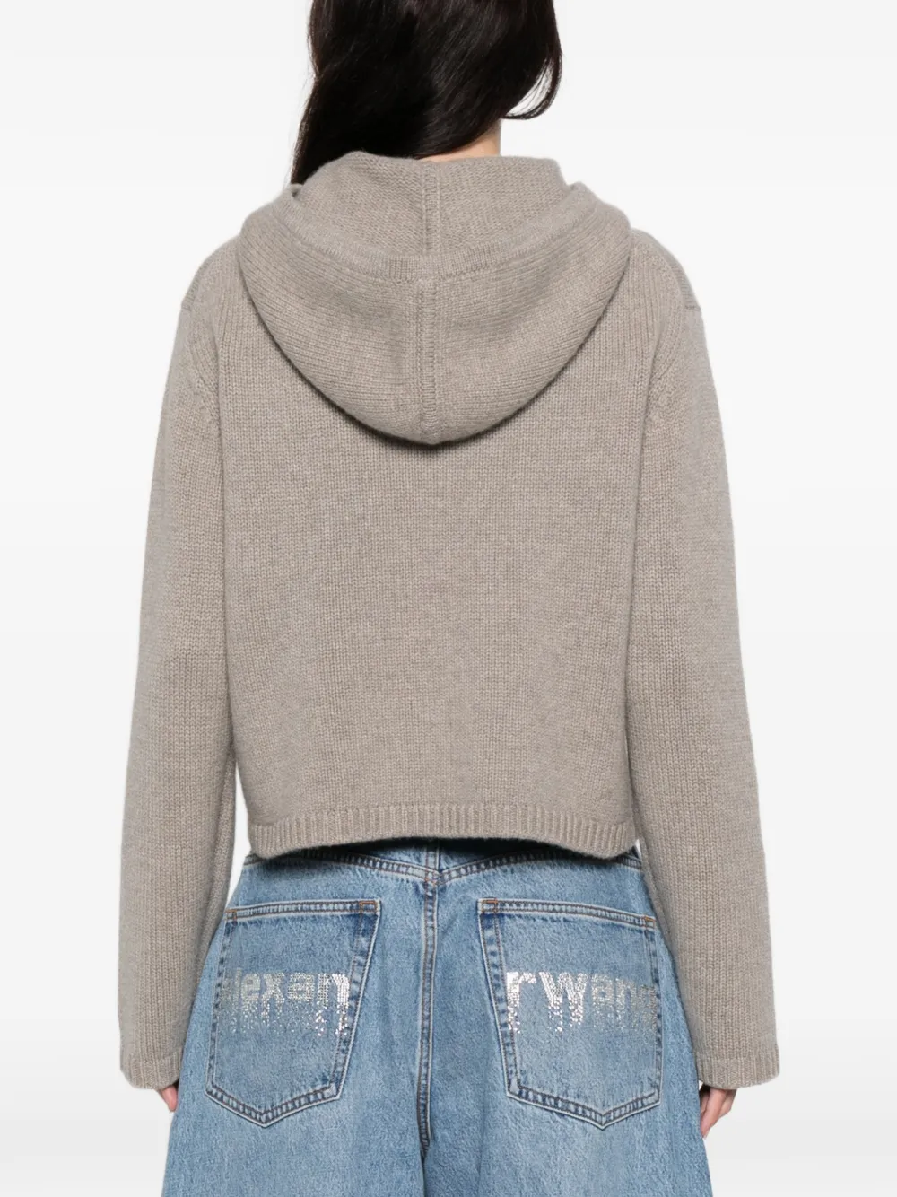 Soft Goat Chunky Zip Cardigan In Brown