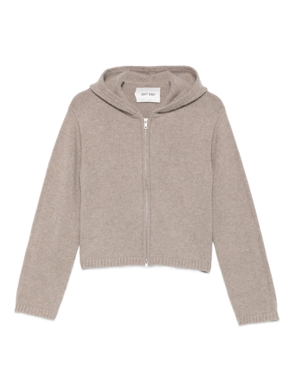 Soft Goat Chunky Zip Cardigan In Brown