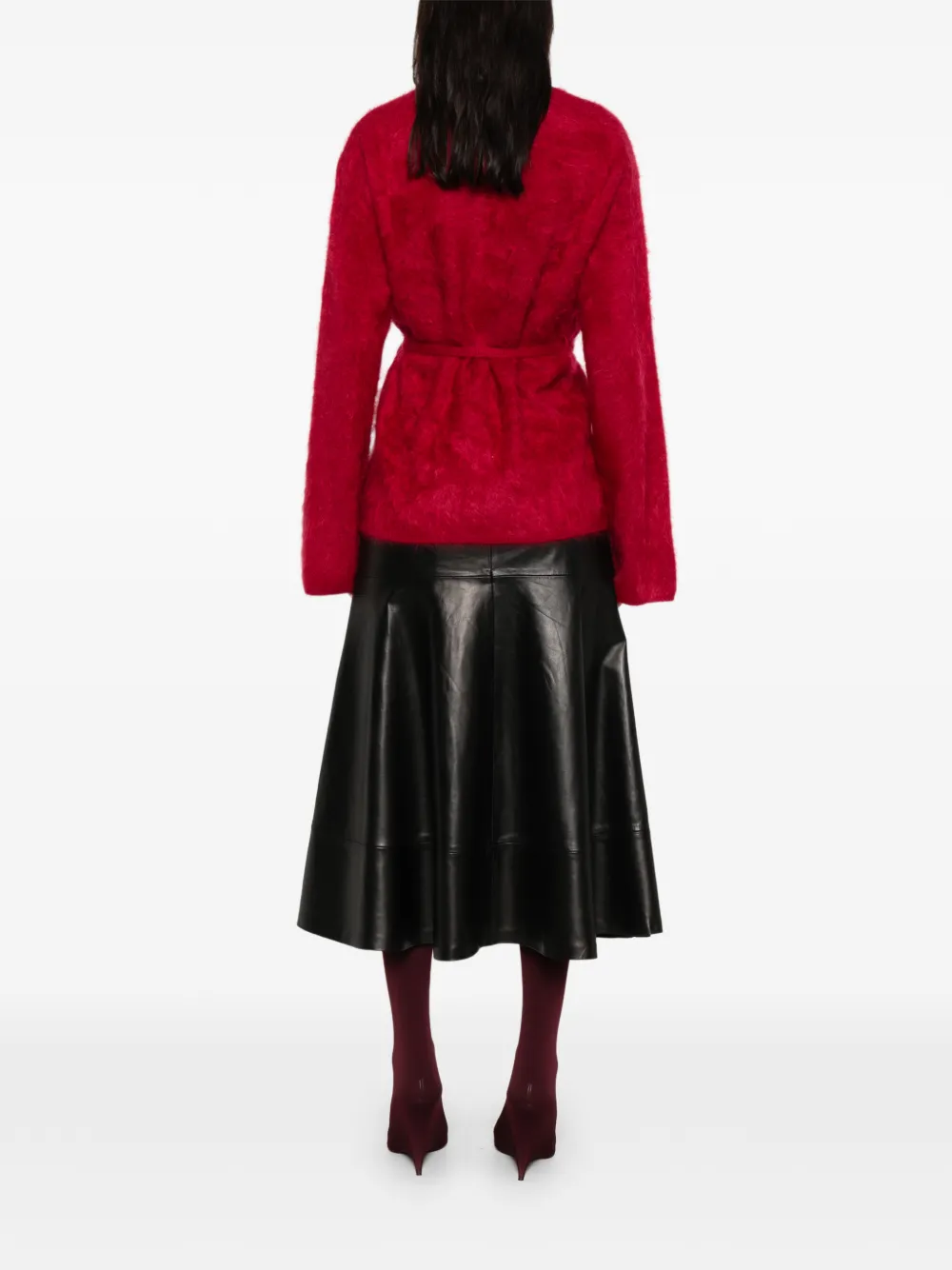 Soft Goat Brushed Cardigan In Red