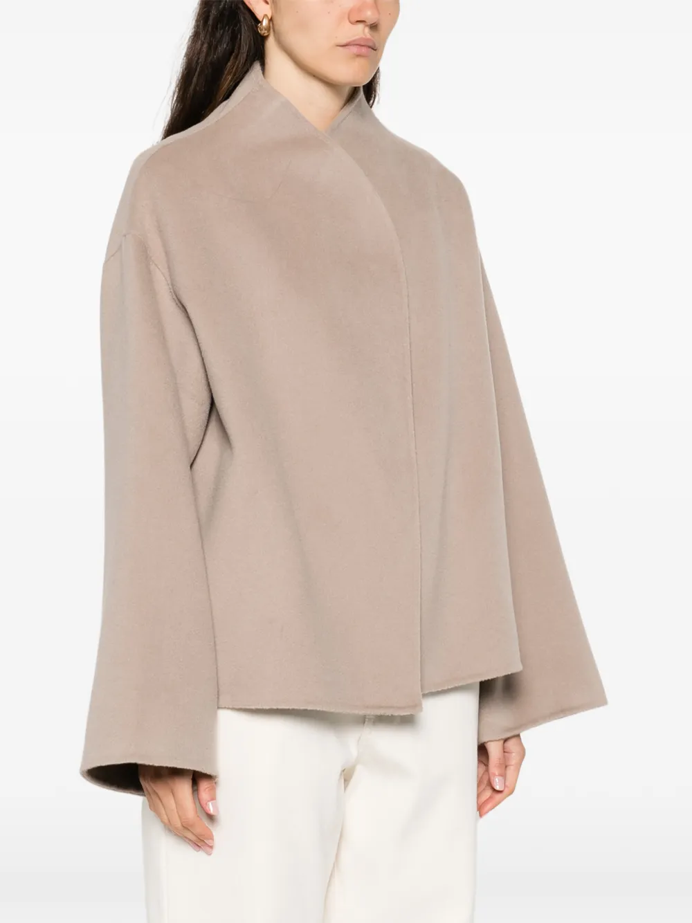 Soft Goat Open-front Short Oversized Coat In Multi