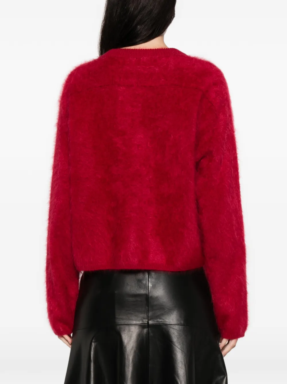 Soft Goat Brushed Crew-neck Sweater In Red