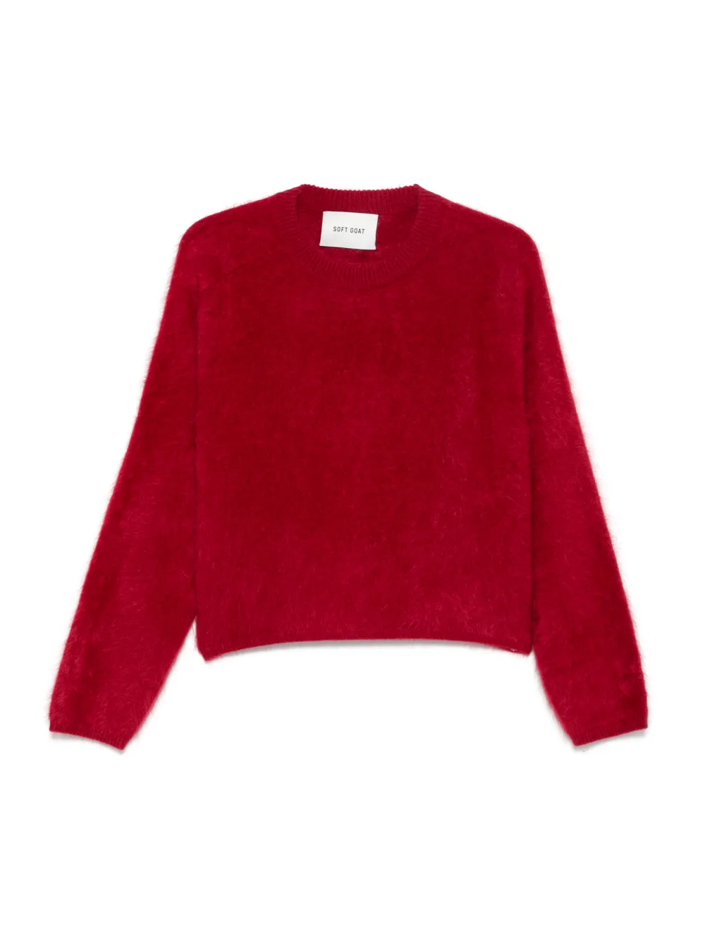 Soft Goat Brushed Crew-neck Sweater In Red