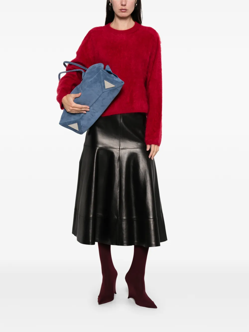 Soft Goat Brushed Crew-neck Sweater In Red