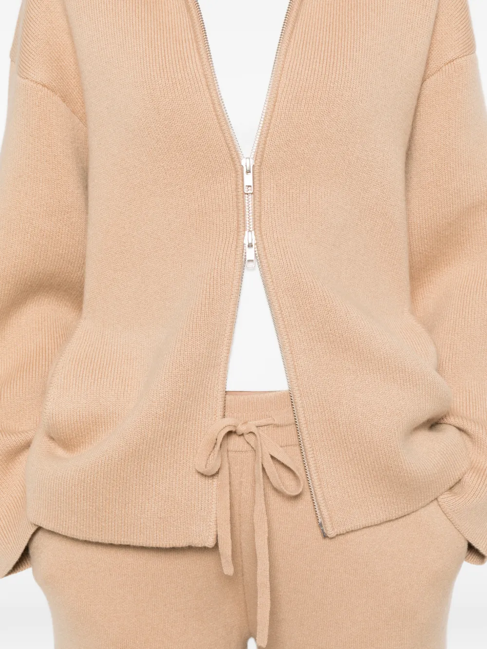 Soft Goat Zip Cardigan In Brown