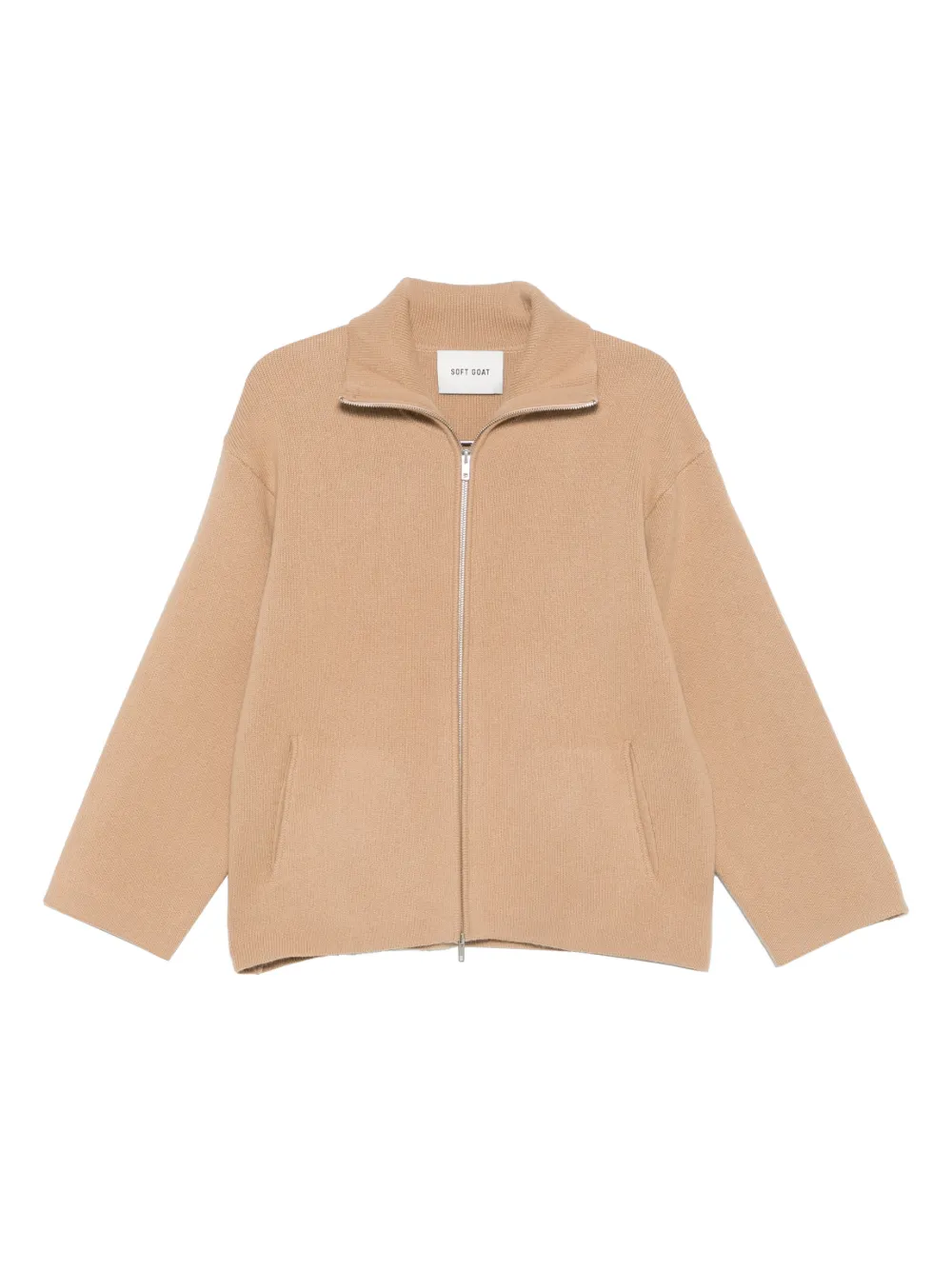 Soft Goat Zip Cardigan In Brown