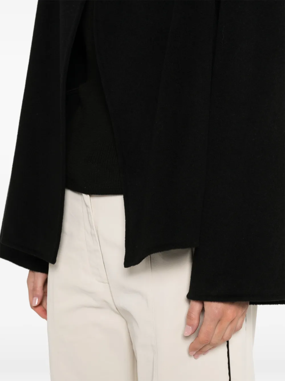 Soft Goat Open-front Short Oversized Coat In Black