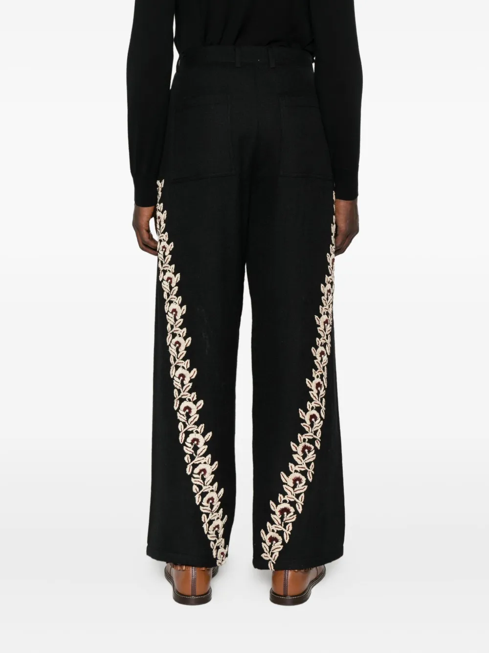 Kartik Research Floral-embroidered Trousers In Black