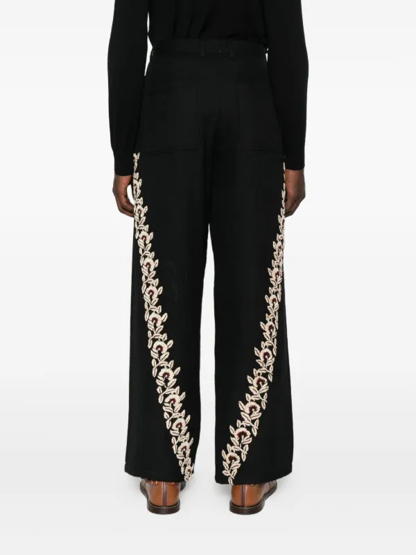 Kartik Research floral-embroidered Trousers | Black | FARFETCH ID