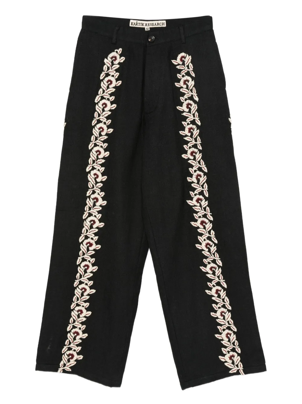 Kartik Research floral-embroidered trousers | Black | Image 1