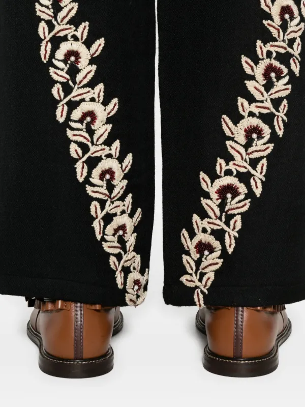 Kartik Research floral-embroidered Trousers | Black | FARFETCH