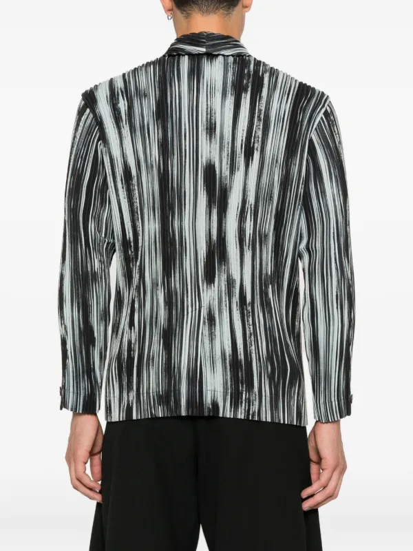 Homme Plissé Issey Miyake ストライプ ジャケット | ブラック