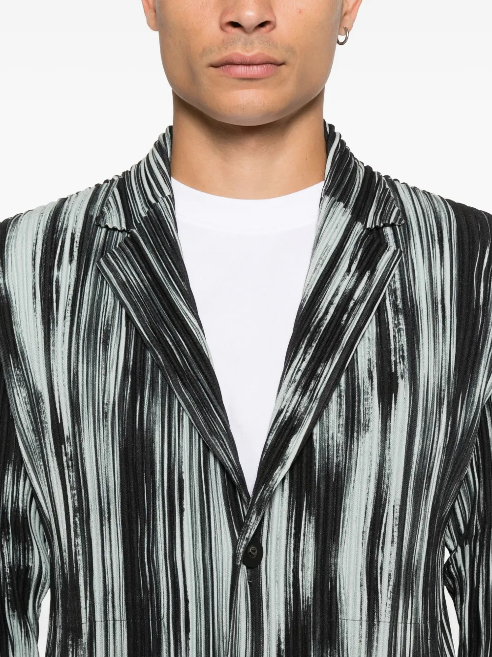 Homme Plissé Issey Miyake Gestreepte blazer Zwart