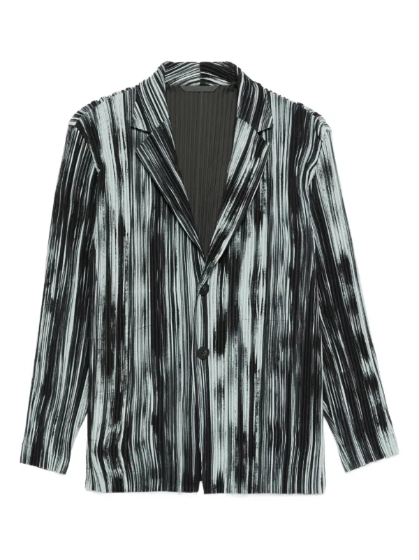 ISSEY MIYAKE MEN プリーツストライプジャケット Homme Plissé Issey Miyake ストライプ ジャケット | ブラック