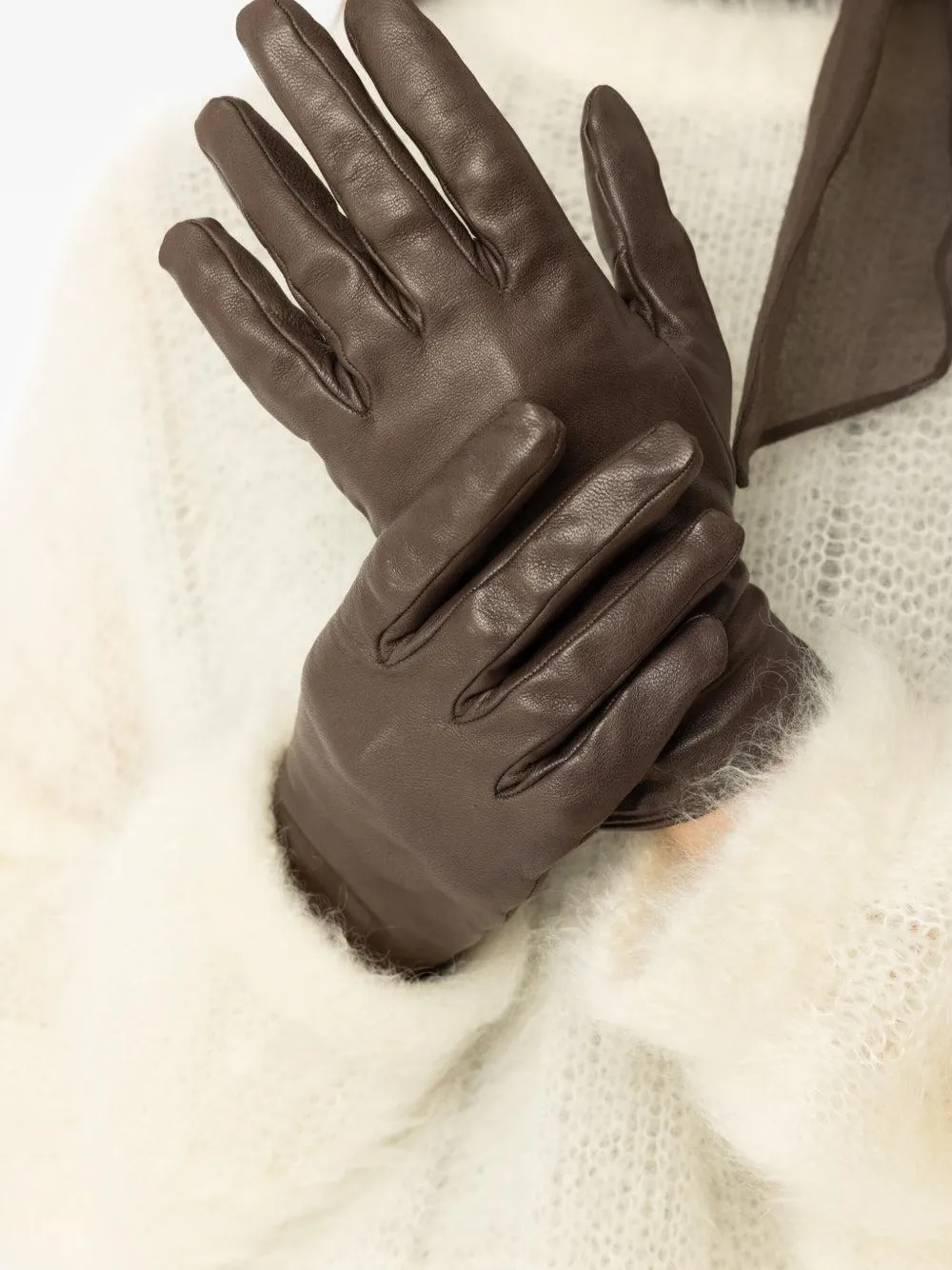 Brunello Cucinelli Leather Gloves In Brown