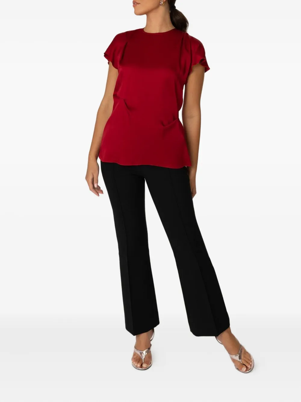 Victoria Beckham draped ruffle top - Rood