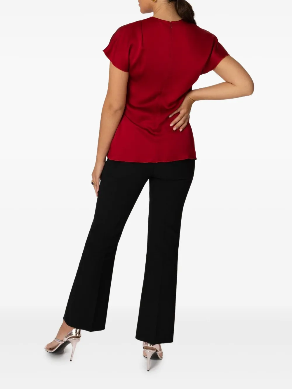 Victoria Beckham draped ruffle top Rood