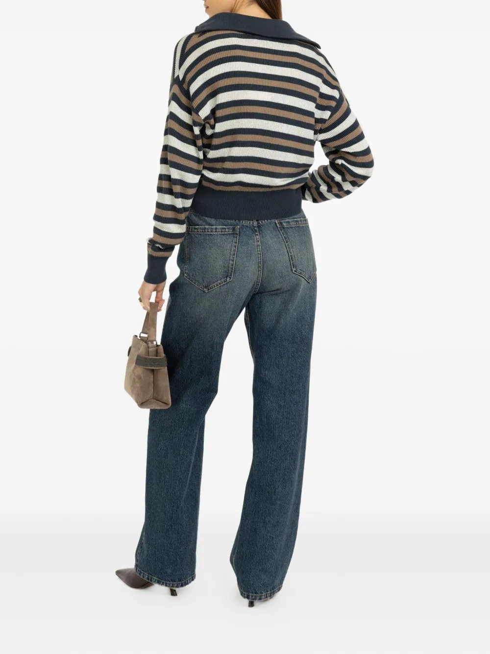 Brunello Cucinelli Winter Marina Striped Zip-up Cardigan In Multi