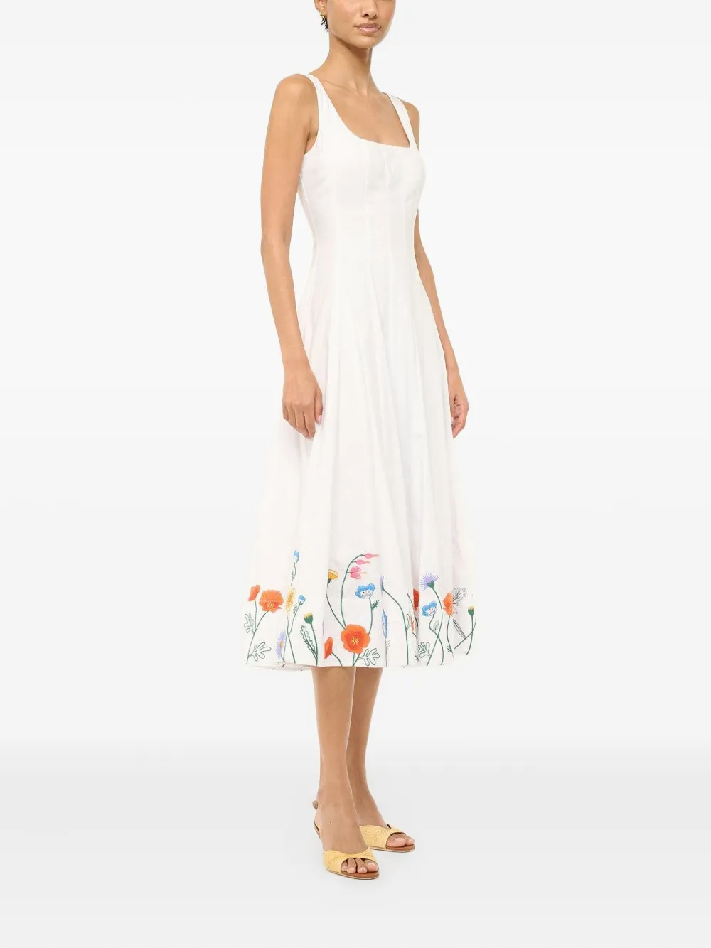 STAUD Wells midi dress Wit